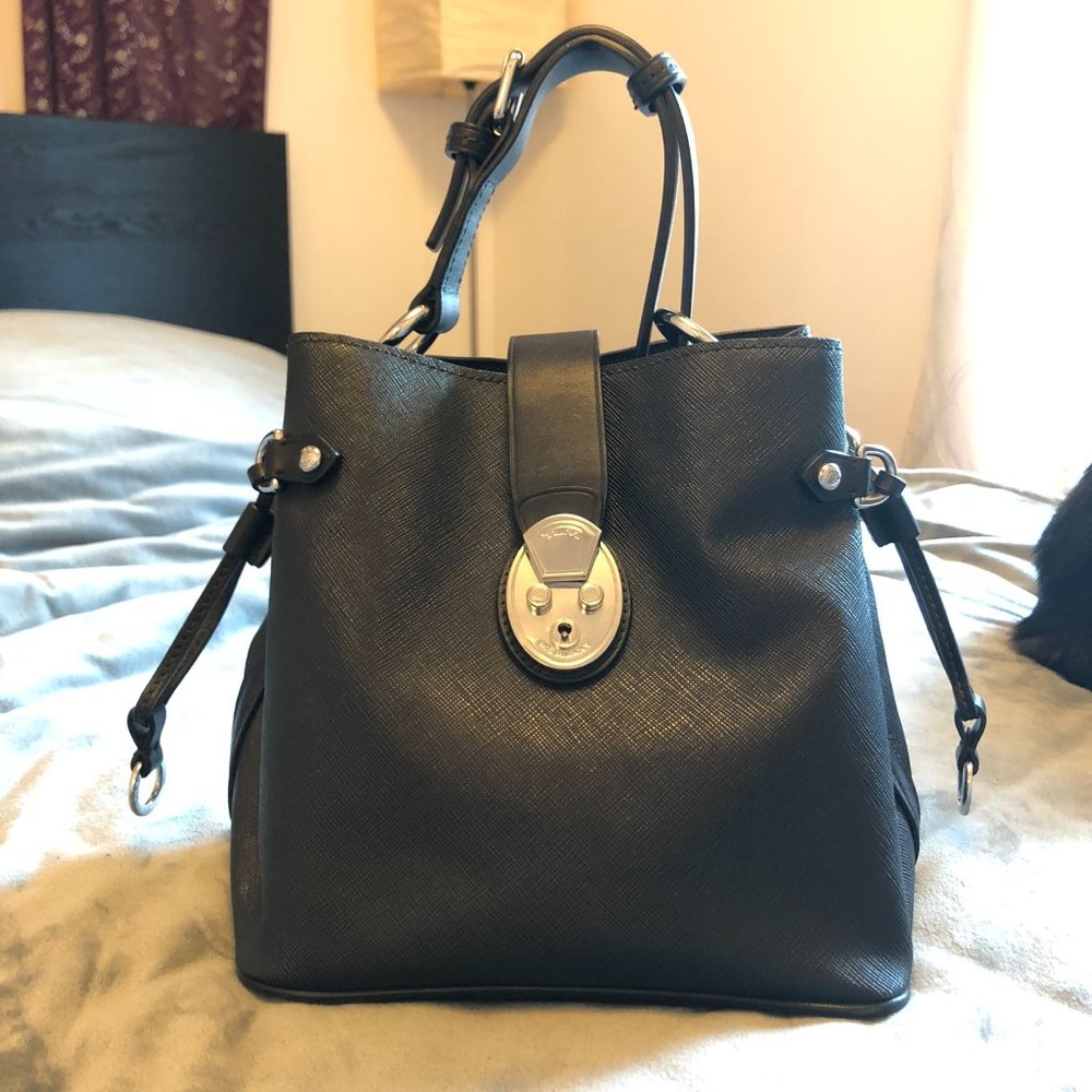 Beautiful Tumi Black Leather Handbag - practically brand new